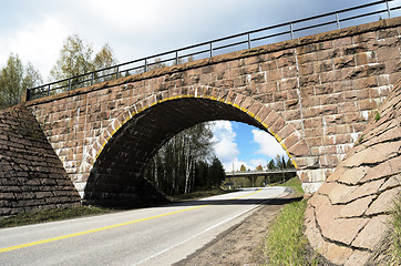 Image showing stone viaduct over the road