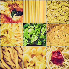 Image showing Retro look Italian food collage