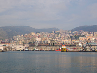 Image showing View of Genoa Italy from the sea