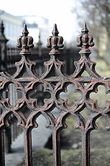 Image showing close-up of an old cast iron fence