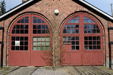 Image showing old brick building locomotive depot