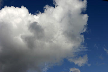 Image showing Deep blue sky with white clouds