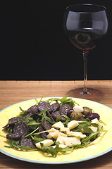 Image showing italian salad and wine