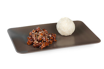 Image showing beef at sour-sweet sauce with rice