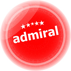 Image showing admiral word red stickers, icon button, business concept