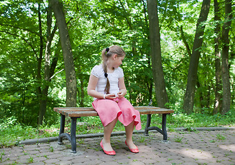 Image showing Girl and bird