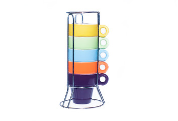 Image showing Set of colorful cups