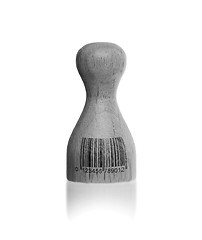 Image showing Wooden pawn with a barcode