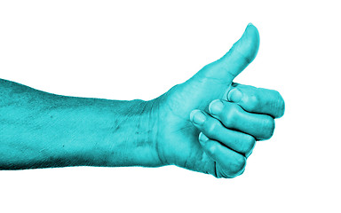 Image showing Old woman with arthritis giving the thumbs up sign