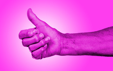 Image showing Old woman with arthritis giving the thumbs up sign