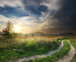 Image showing Thunderstorm and country road