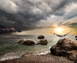 Image showing Thunderstorm over sea