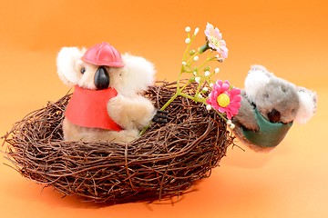 Image showing Nest with two Toy Koala