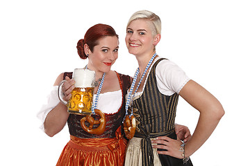 Image showing Two young women in traditional costume