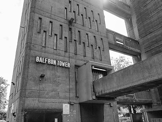 Image showing Black and white Balfron Tower in London