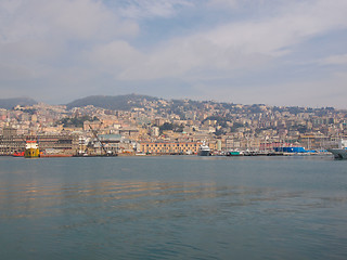 Image showing View of Genoa Italy from the sea