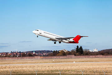 Image showing Passenger airliner taking off at an airport