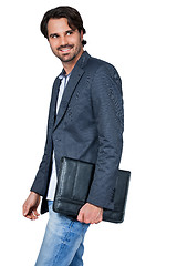 Image showing Handsome stylish man carrying a briefcase