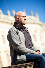 Image showing Stylish man in sunglasses enjoying the sun