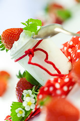 Image showing Fresh strawberries with healthy yogurt