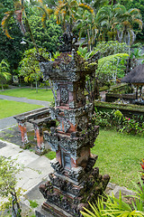 Image showing Ornate column in formal Balinese garden