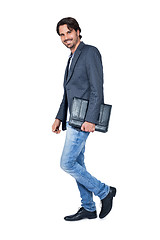 Image showing Handsome stylish man carrying a briefcase