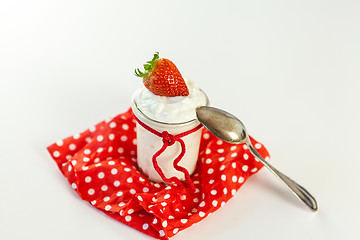 Image showing Fresh strawberries with healthy yogurt