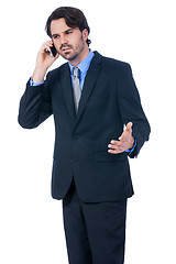Image showing Stylish businessman talking on his mobile phone
