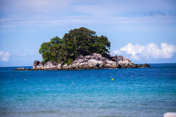 Image showing Beautiful tropical beach with lush vegetation