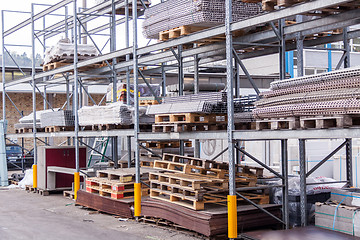 Image showing Building and construction materials in a warehouse