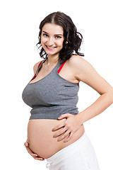 Image showing Happy beautiful young pregnant woman
