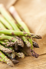 Image showing Fresh healthy green asparagus spears