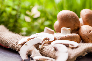 Image showing Fresh brown Agaricus mushrooms