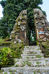 Image showing Ornate column in formal Balinese garden
