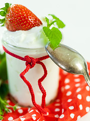 Image showing Fresh strawberries with healthy yogurt