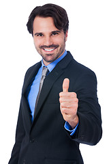 Image showing Enthusiastic businessman giving a thumbs up