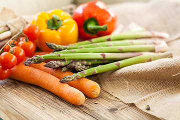 Image showing Fresh vegetables in a country kitchen