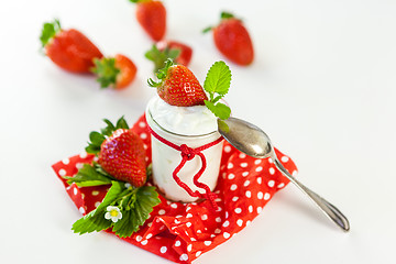 Image showing Fresh strawberries with healthy yogurt