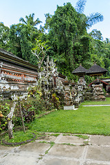 Image showing Ornate column in formal Balinese garden