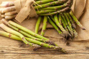 Image showing Fresh healthy green asparagus spears