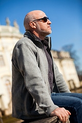 Image showing Stylish man in sunglasses enjoying the sun