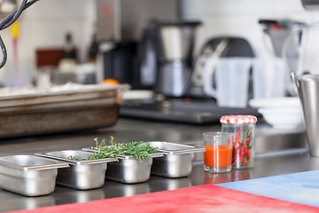 Image showing Neat interior of a commercial kitchen