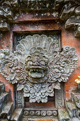 Image showing Ornate column in formal Balinese garden