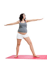 Image showing Pregnant woman doing aerobics exercises