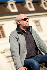 Image showing Stylish man in sunglasses enjoying the sun