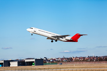 Image showing Passenger airliner taking off at an airport