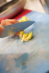 Image showing Chef chopping salad ingredients