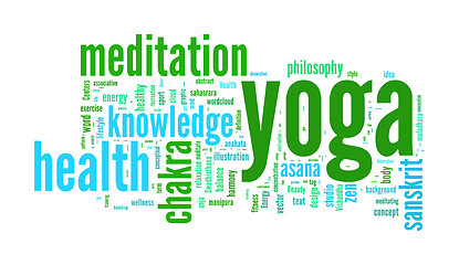 Image showing YOGA. Word collage on white background.