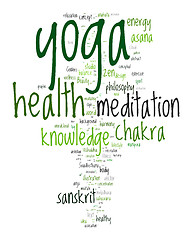 Image showing YOGA. Word collage on white background.