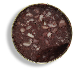 Image showing tin can with black pudding